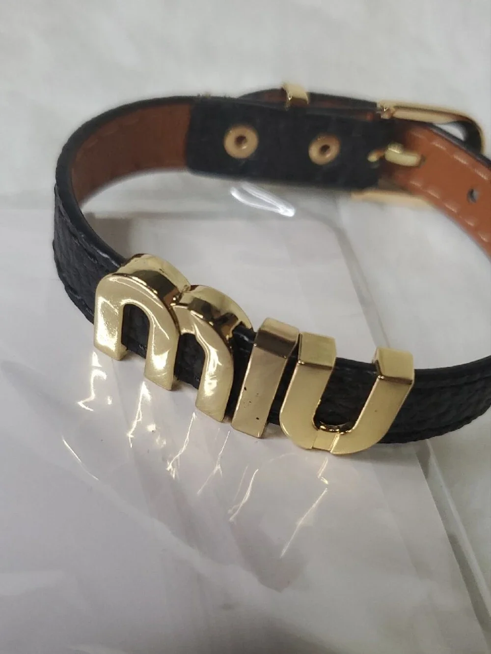 Black  Men's Bracelet with Gold Letter Accents